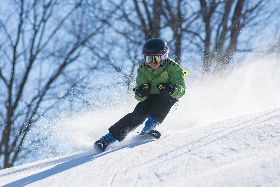 A child skiing on the slopes