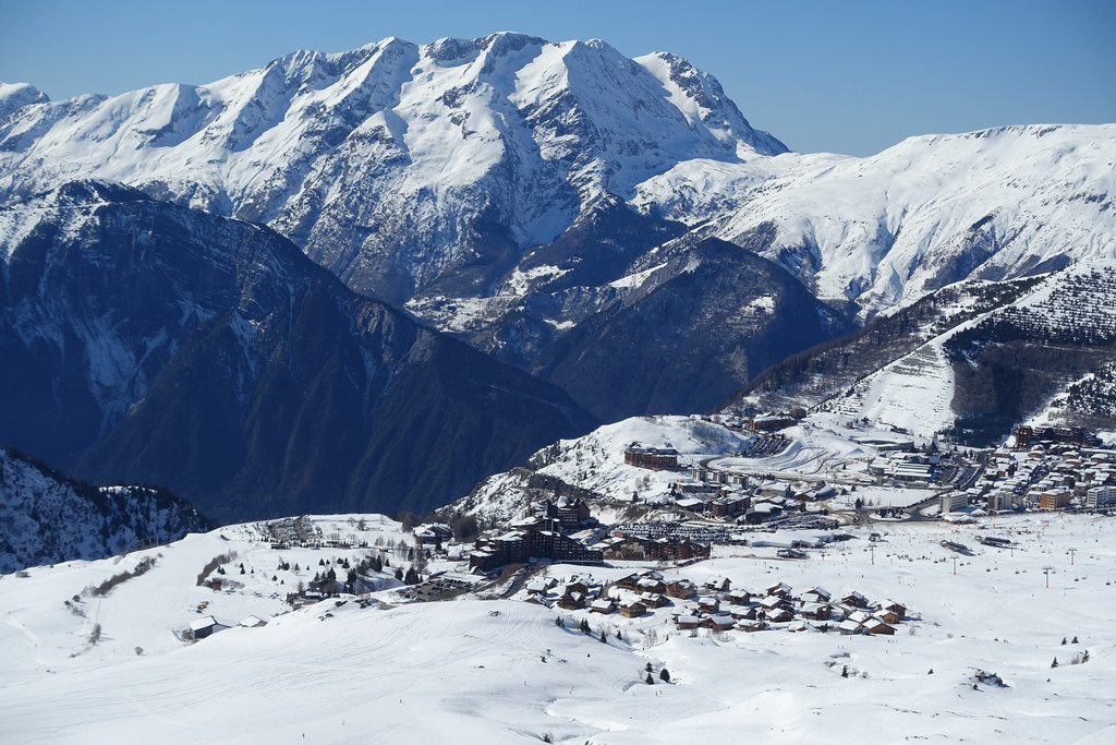 A birds eye view of Alpe d'Huez ski resort 